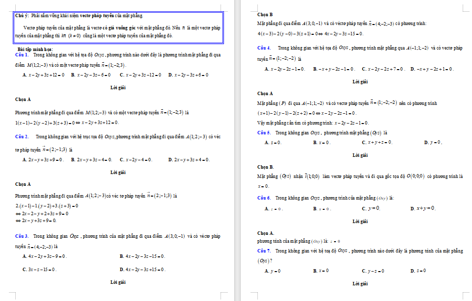 Phương pháp tọa độ trong không gian