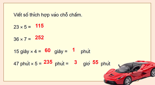 PowerPoint Nhân, chia số đo thời gian với một số