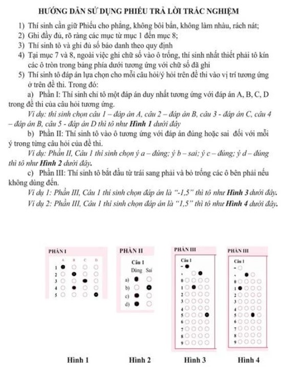 Hướng dẫn sử dụng phiếu trả lời trắc nghiệm thi tốt nghiệp THPT