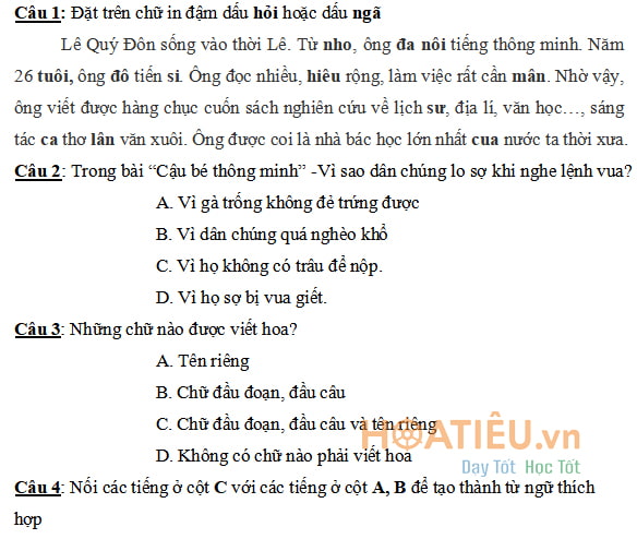 Đề giao lưu Câu lạc bộ lớp 3 môn Tiếng Việt