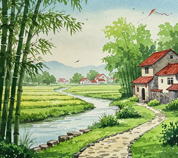 Đoạn văn nói về cảnh thanh bình ở quê hương em