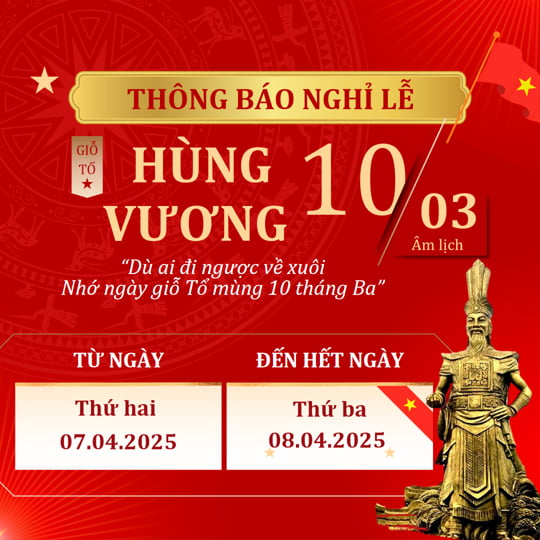 PowerPoint thông báo nghỉ Giỗ tổ Hùng Vương 10/3