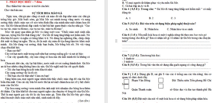 Đề giao lưu câu lạc bộ Tiếng Việt lớp 4