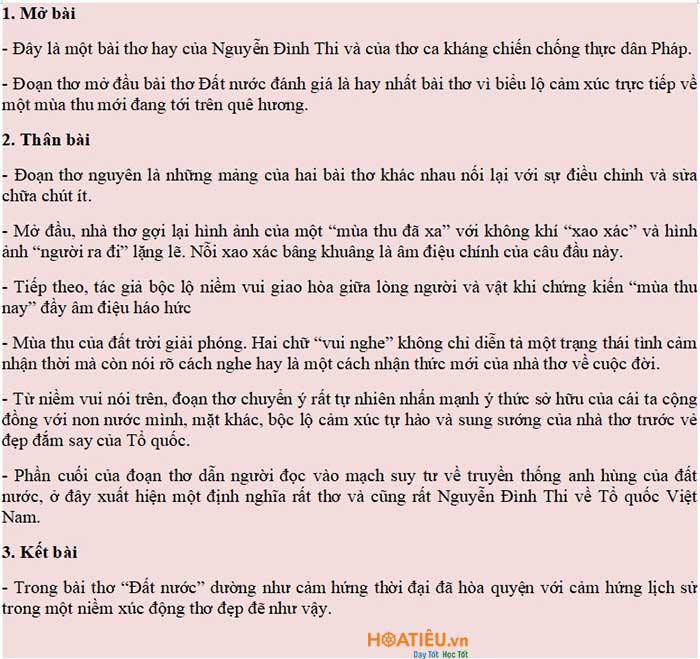 Dàn ý phân tích Đất nước Nguyễn Đình Thi