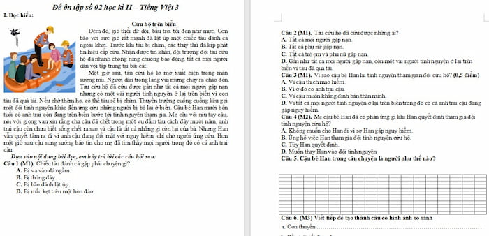 Đề ôn tập học kì 2 lớp 3 môn Tiếng Việt sách Cánh diều