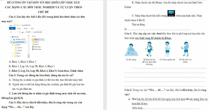  Đề cương ôn tập cuối kì 2 lớp 3 môn Tin CTST 