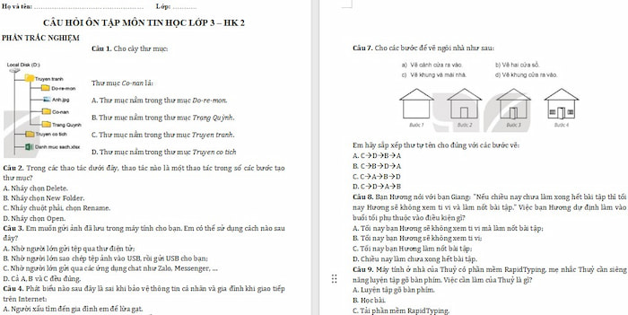 Đề Cương Tin Học Lớp 3 kì 2