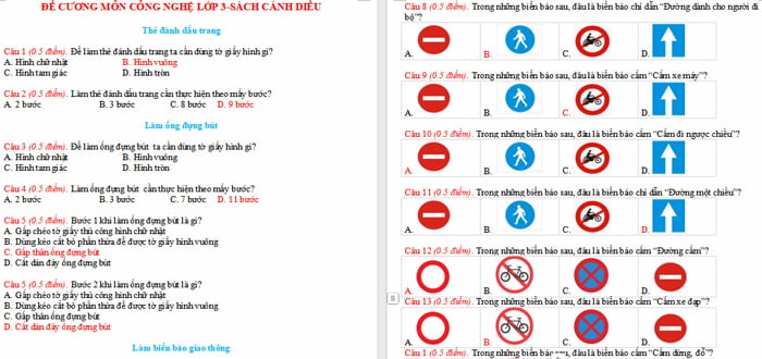 Đề cương Công nghệ 3 Cánh diều học kì 2