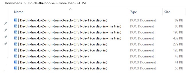 Đề thi Học kì 2 Toán lớp 3 Chân trời sáng tạo