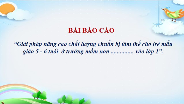 Powerpoint Sáng kiến kinh nghiệm chuẩn bị tâm thế cho trẻ vào lớp 1