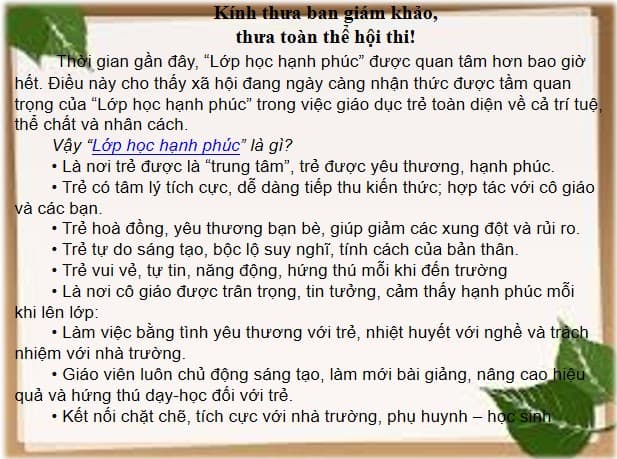 PPT Sáng kiến lớp học hạnh phúc mầm non