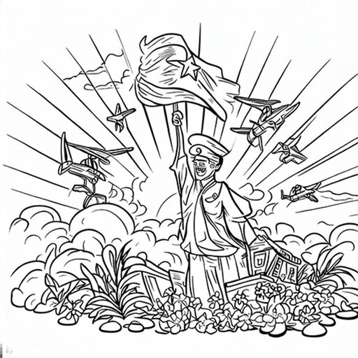 Bộ tranh tô màu 30/4 cho bé