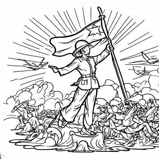 Bộ tranh tô màu 30/4 cho bé