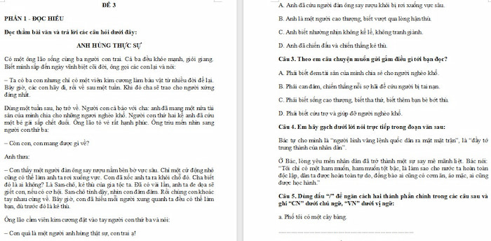 Đề kiểm tra cuối kì 2 Tiếng Việt 4 Kết nối tri thức