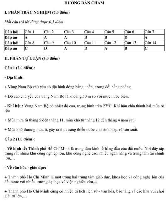 Đề thi học kì 2 môn Lịch sử - Địa lý lớp 4