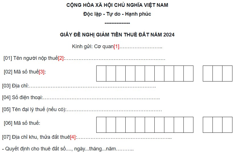 Cách viết mẫu giấy đề nghị giảm tiền thuê đất