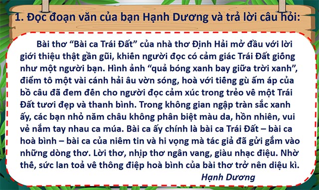 PowerPoint Đoạn văn thể hiện tình cảm, cảm xúc về một bài thơ