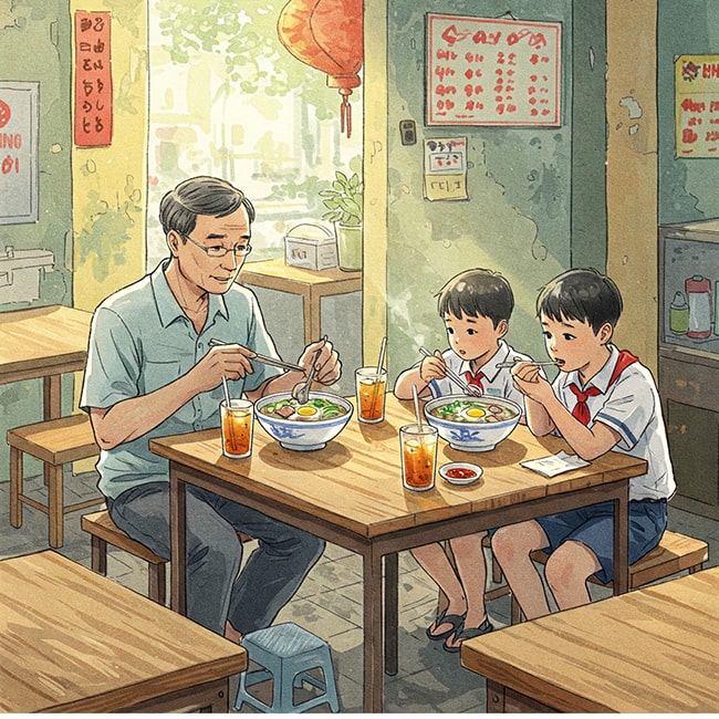 Dàn ý phân tích truyện ngắn Bát phở của nhà văn Phong Điệp