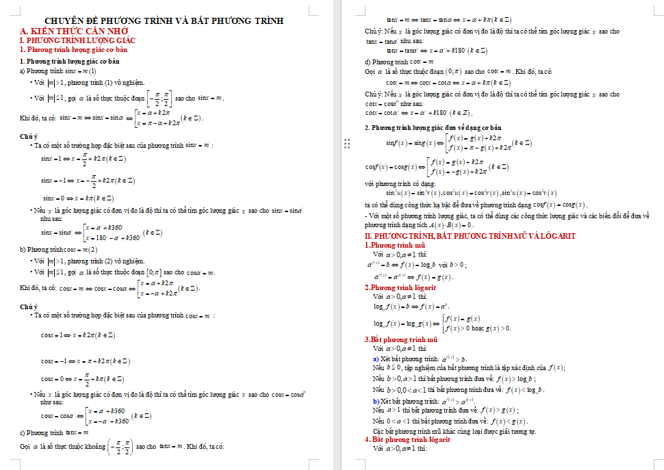 Phương trình và bất phương trình