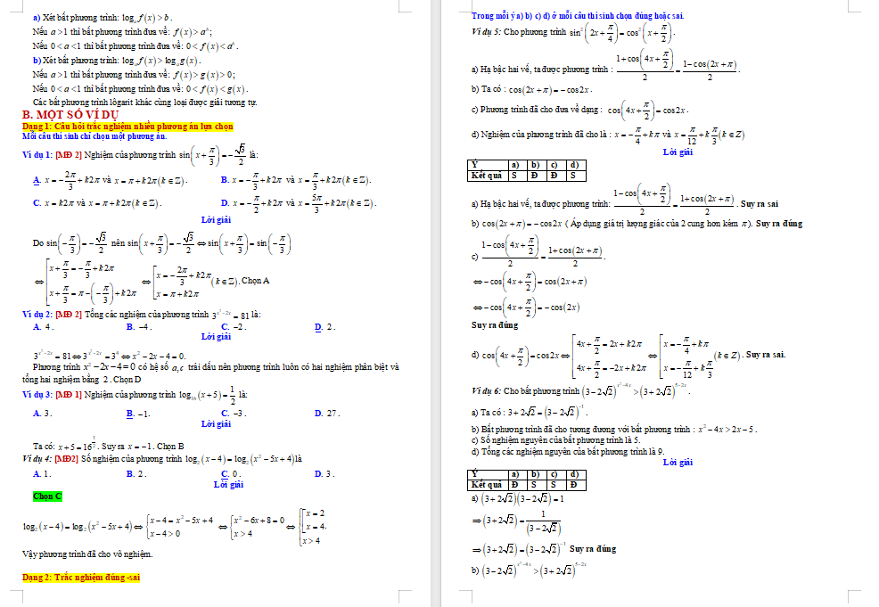 Phương trình và bất phương trình