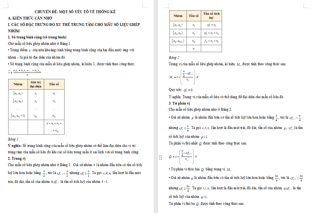 Một số yếu tố thống kê