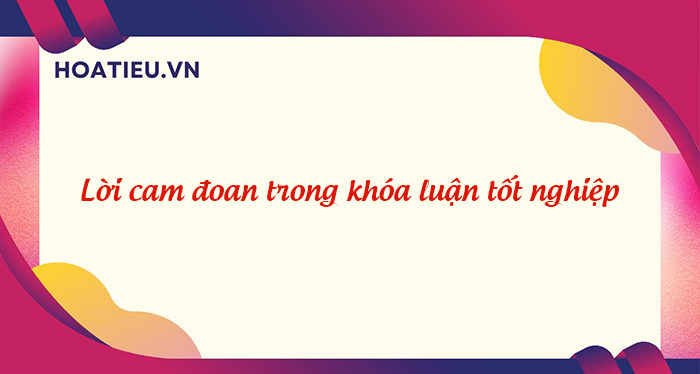 Mẫu lời cam đoan trong tiểu luận, khóa luận