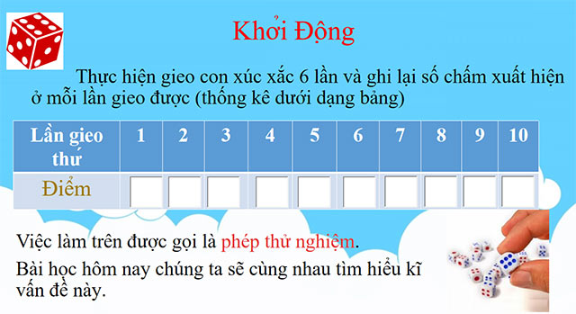 PowerPoint Toán 6 Bài 1: Phép thử nghiệm - Sự kiện