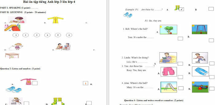 Đề ôn tập hè môn Tiếng Anh lớp 3 lên lớp 4