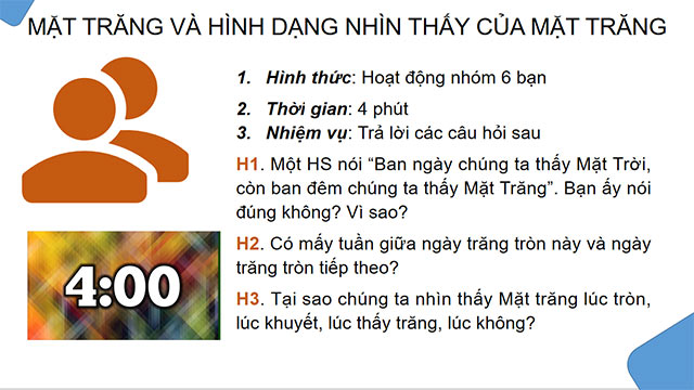 PowerPoint Khoa học tự nhiên 6 Các hình dạng nhìn thấy của Mặt Trăng
