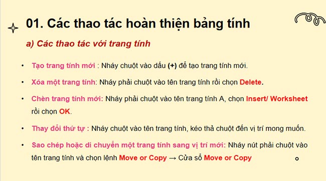 Hoàn thiện bảng tính