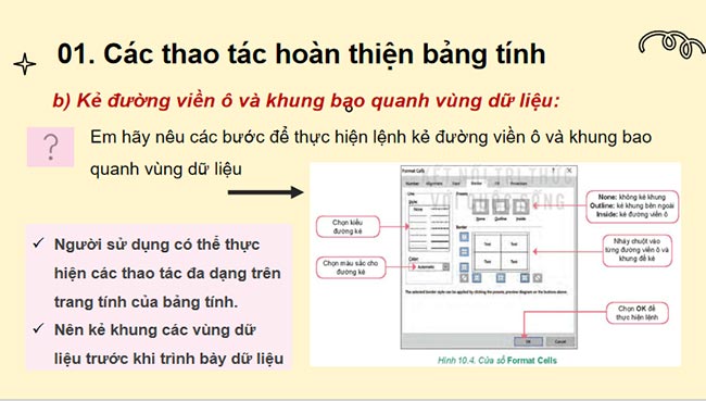 Hoàn thiện bảng tính