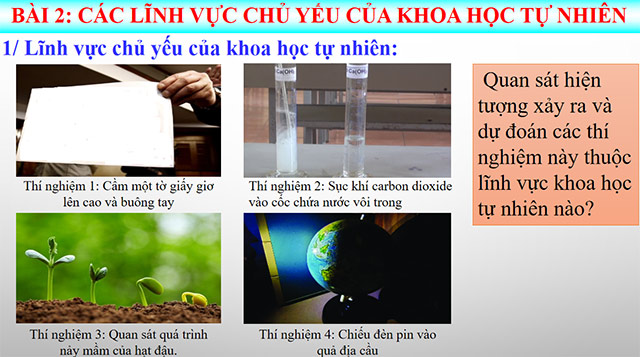PowerPoint Khoa học tự nhiên 6 Các lĩnh vực chủ yếu của khoa học tự nhiên