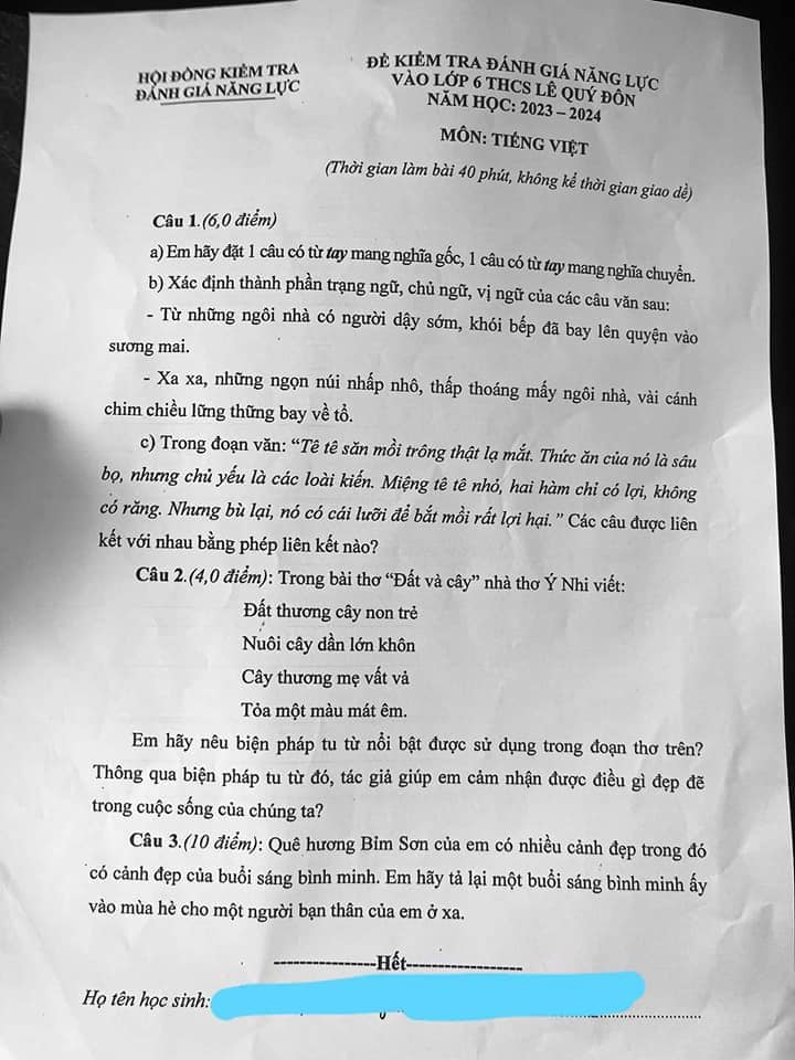 de thi vao lop 6 truong le quy don 2023 2*421667