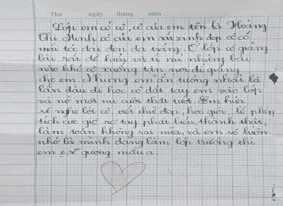 Lời chào tạm biệt và cảm ơn cô giáo lớp 1 của học sinh