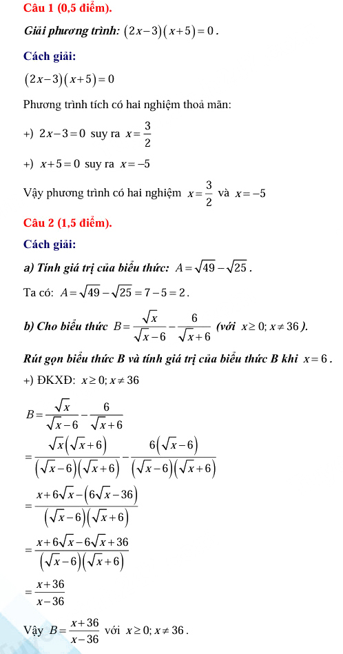 Đáp án đề thi tuyển sinh lớp 10 môn Toán Bạc Liêu