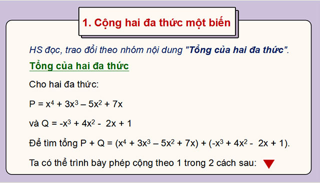 Phép cộng và phép trừ đa thức một biến