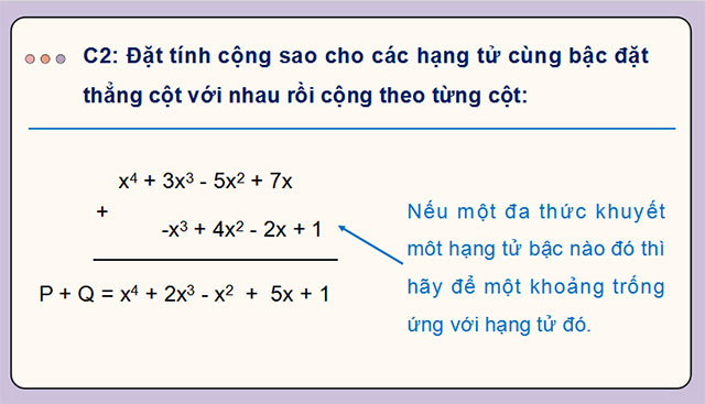 Phép cộng và phép trừ đa thức một biến