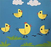 Giáo án mầm non: Dán đàn gà con