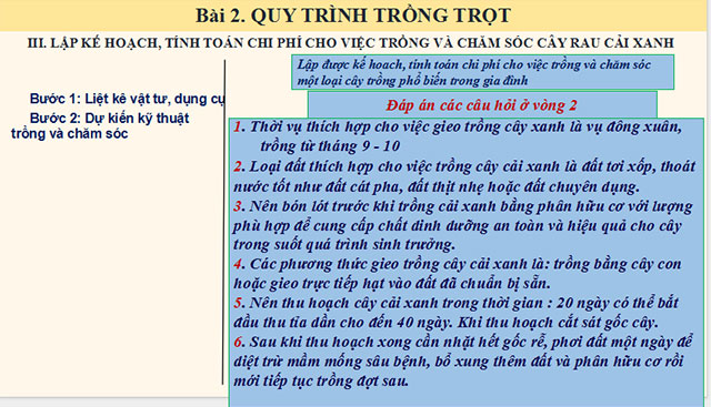 Quy trình trồng trọt