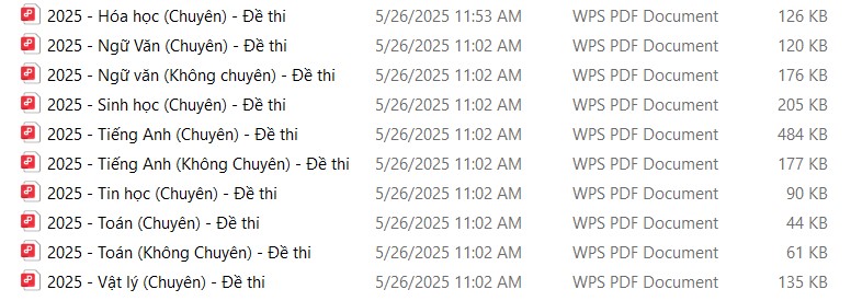 Đề thi vào 10 chuyên Năng khiếu TP HCM 2025 tất các các môn