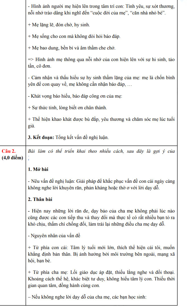 Đáp án đề thi vào 10 môn Văn Bình Dương