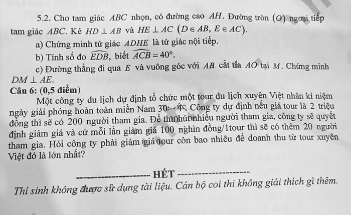  Đề thi tuyển sinh lớp 10 môn Toán Lai Châu 2025
