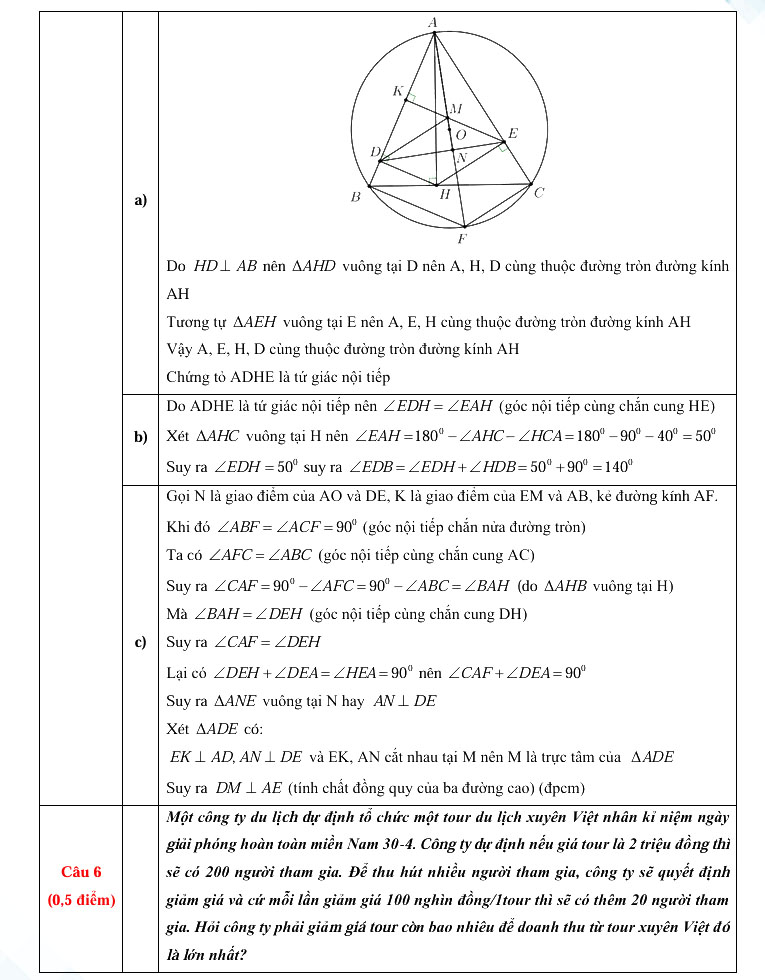 Đáp án đề thi tuyển sinh lớp 10 môn Toán Lai Châu 2025