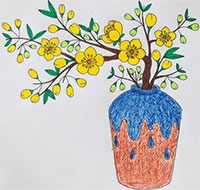 Giáo án mầm non: Vẽ lọ hoa ngày Tết