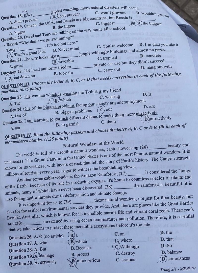 Đề thi tuyển sinh lớp 10 môn Anh Lai Châu 2025