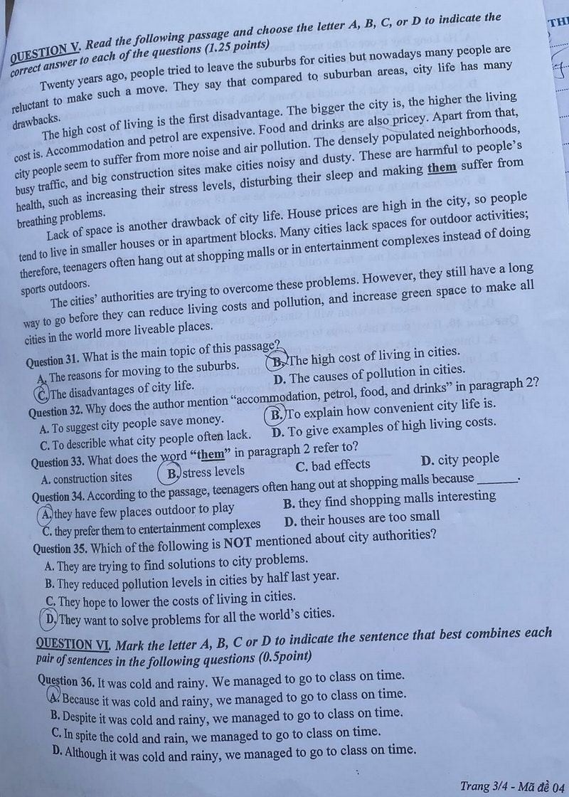 Đề thi tuyển sinh lớp 10 môn Anh Lai Châu 2025