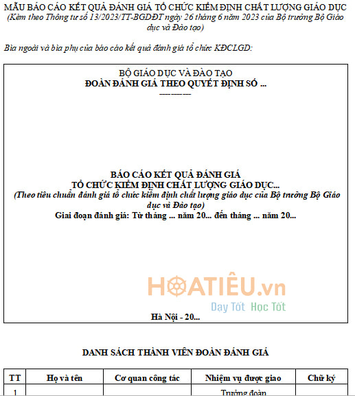 Báo cáo tự đánh giá kiểm định chất lượng