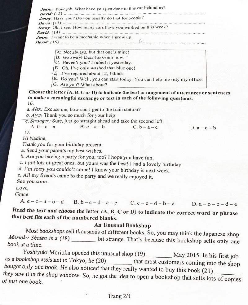 Đề thi tuyển sinh lớp 10 môn Anh Đồng Nai 2025