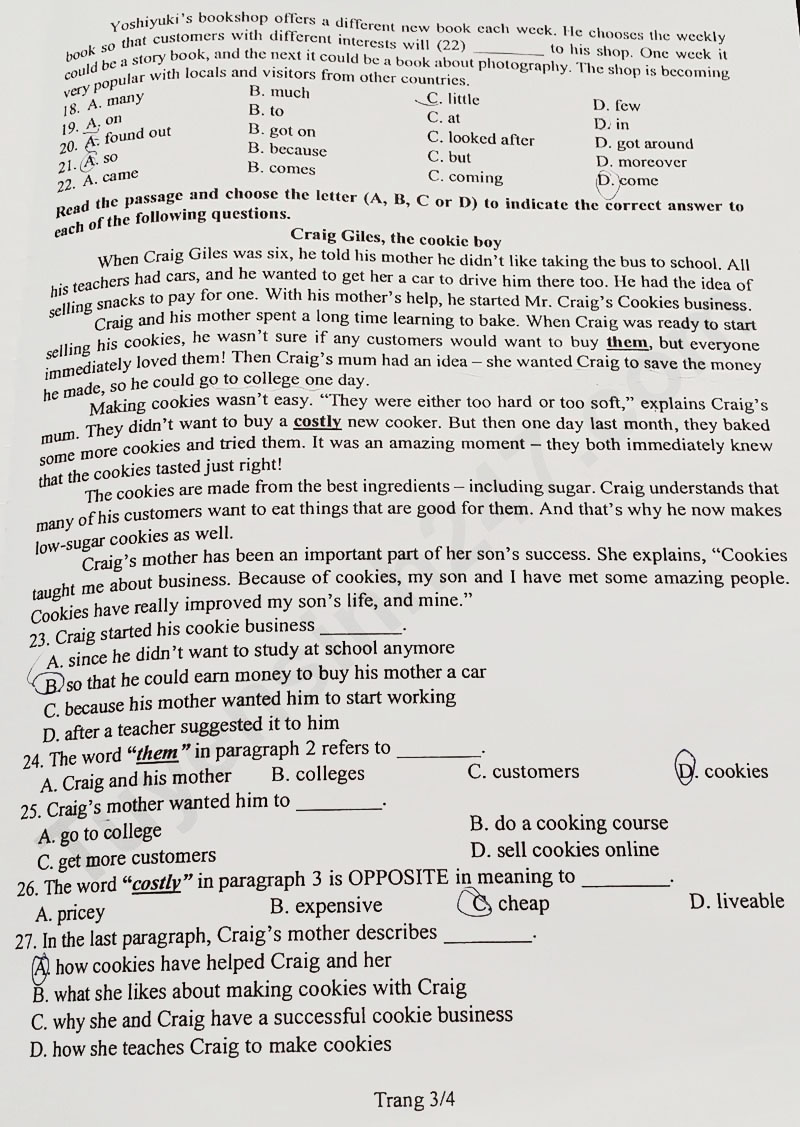 Đề thi tuyển sinh lớp 10 môn Anh Đồng Nai 2025