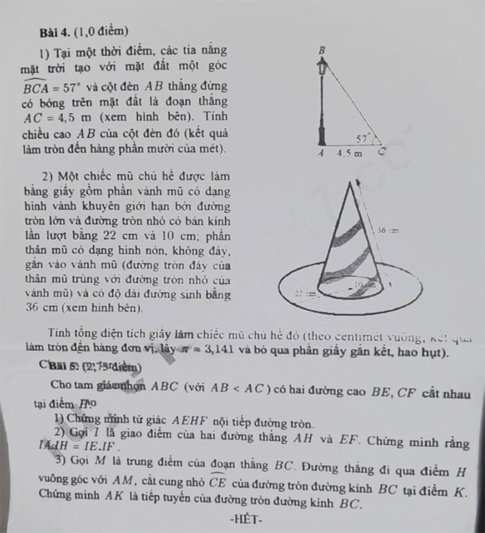 Đề thi tuyển sinh lớp 10 môn Toán Đồng Nai 2025
